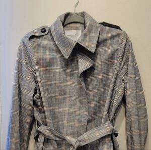 Sz Medium Carolina Belle Montréal Glen Plaid Trench Coat